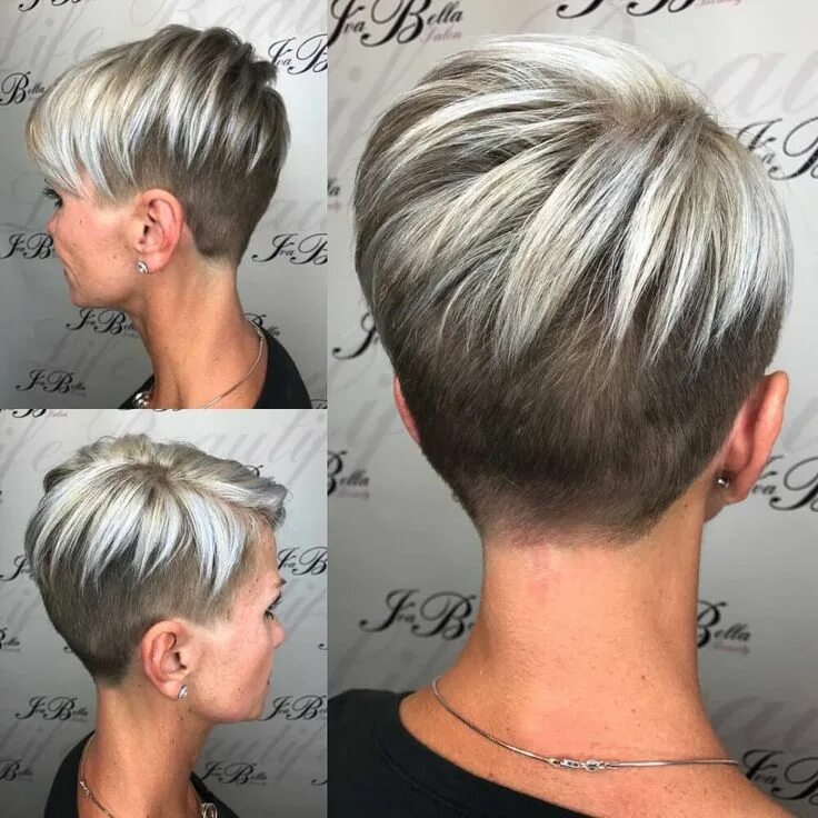 The back of Charlize Therons short haircut #shorthair Super short hair, Charlize