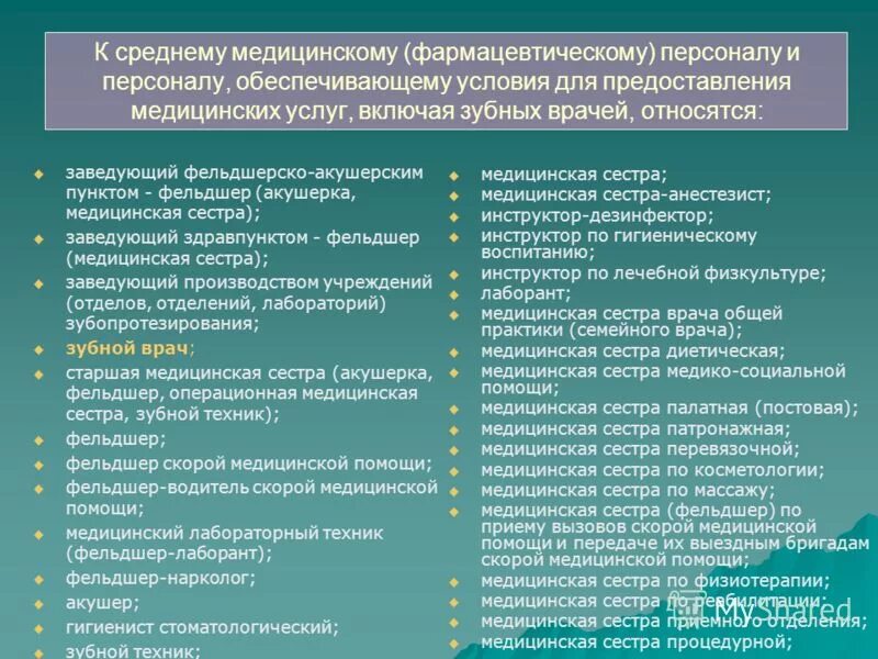 Врач относится к категории. Средний медицинский персонал список. Перечень должностей медицинской сестры. Список младшего медицинского персонала. Кто относится к медицинским работникам.