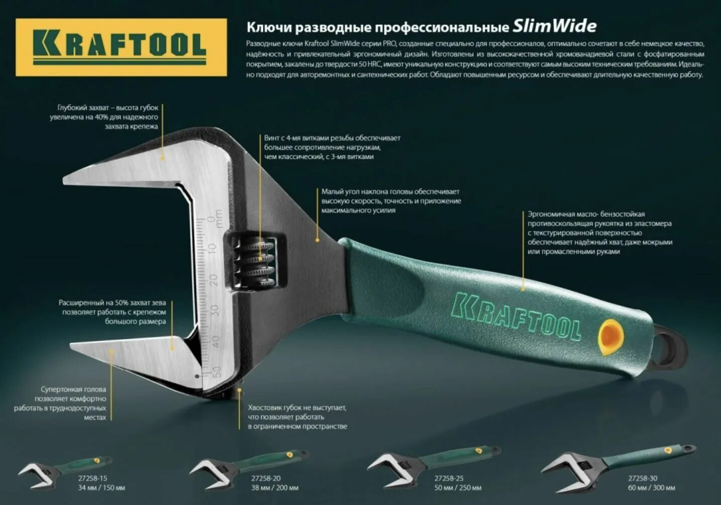 Kraftool 27258 25. Kraftool 27258-20. kraftool 27258-30. ключ разводной slimwide, 250 / 50 мм, kraftool. ключ разводной kraftool slimwide pro 27258-20.
