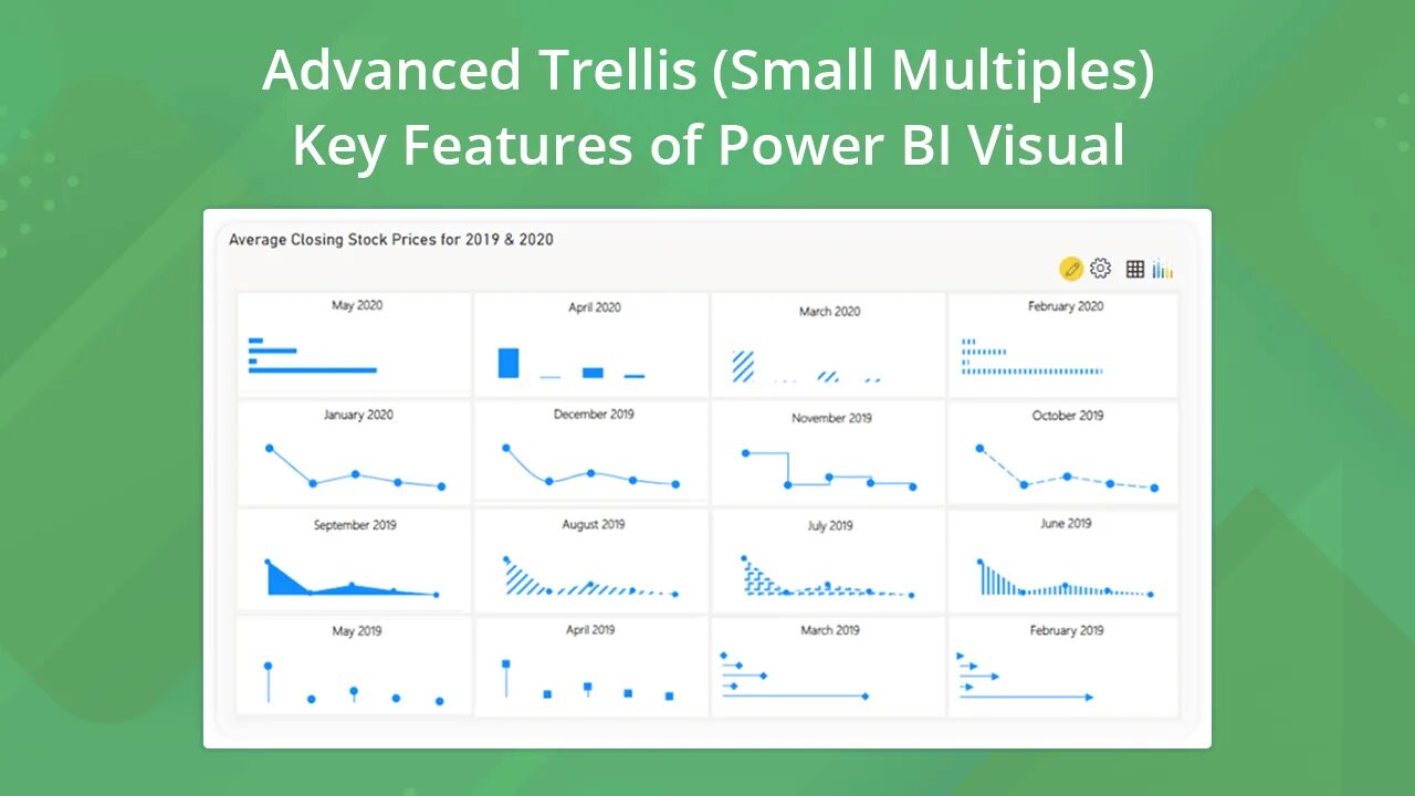 Line Chart. Bullet Chart Power bi. Trellis Chart Power bi. Small multiple line Chart. Power features