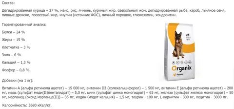 Разбор состава корма