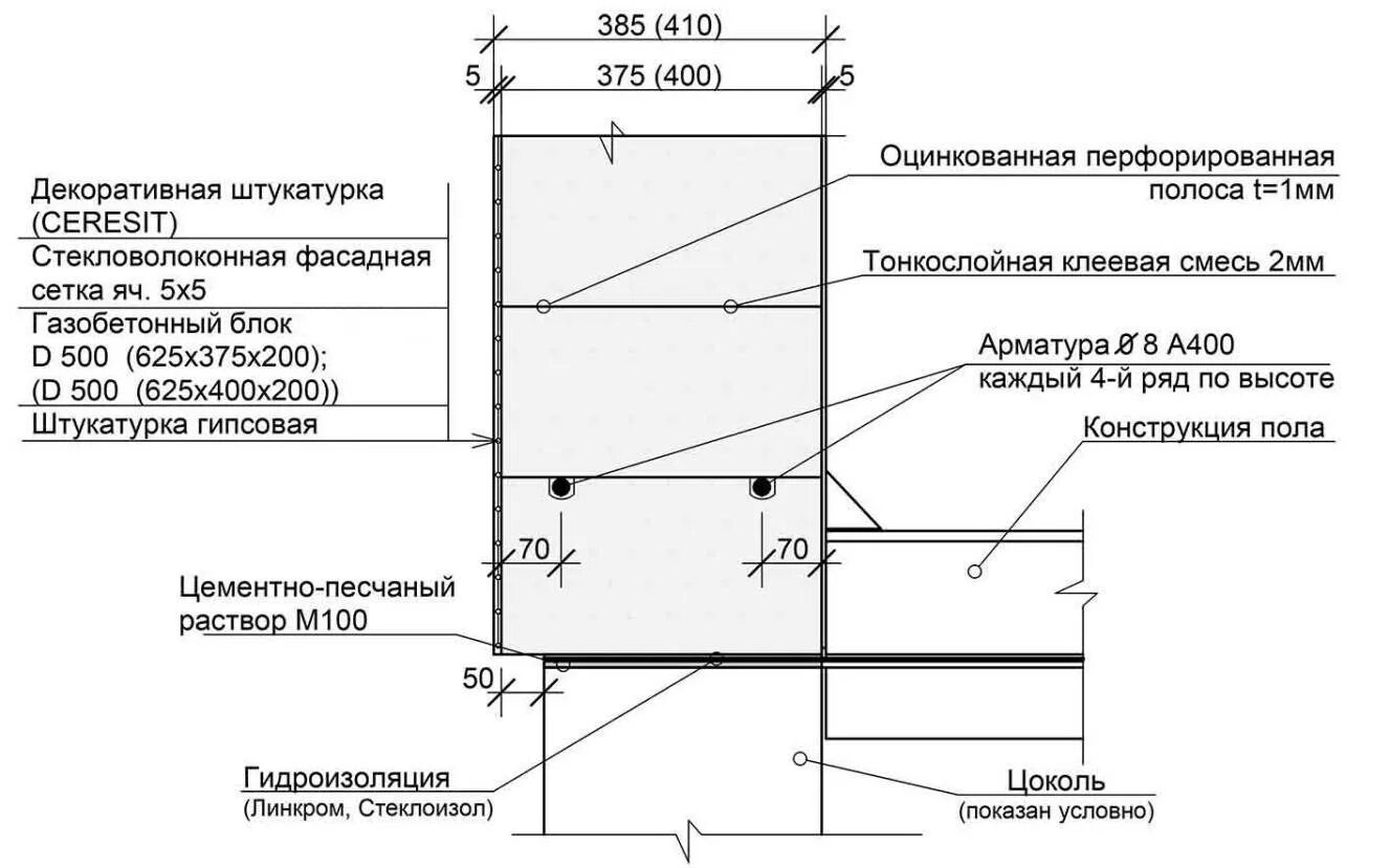 Армирование газобетонной кладки арматурой схема. Схема армирования кладки из газобетона. Узел армирования газобетонной кладки. Армирование газобетона чертежи. Арматура в газоблок