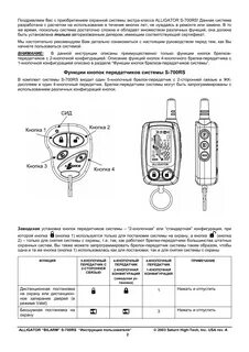 Сигнализация аллигатор инструкция