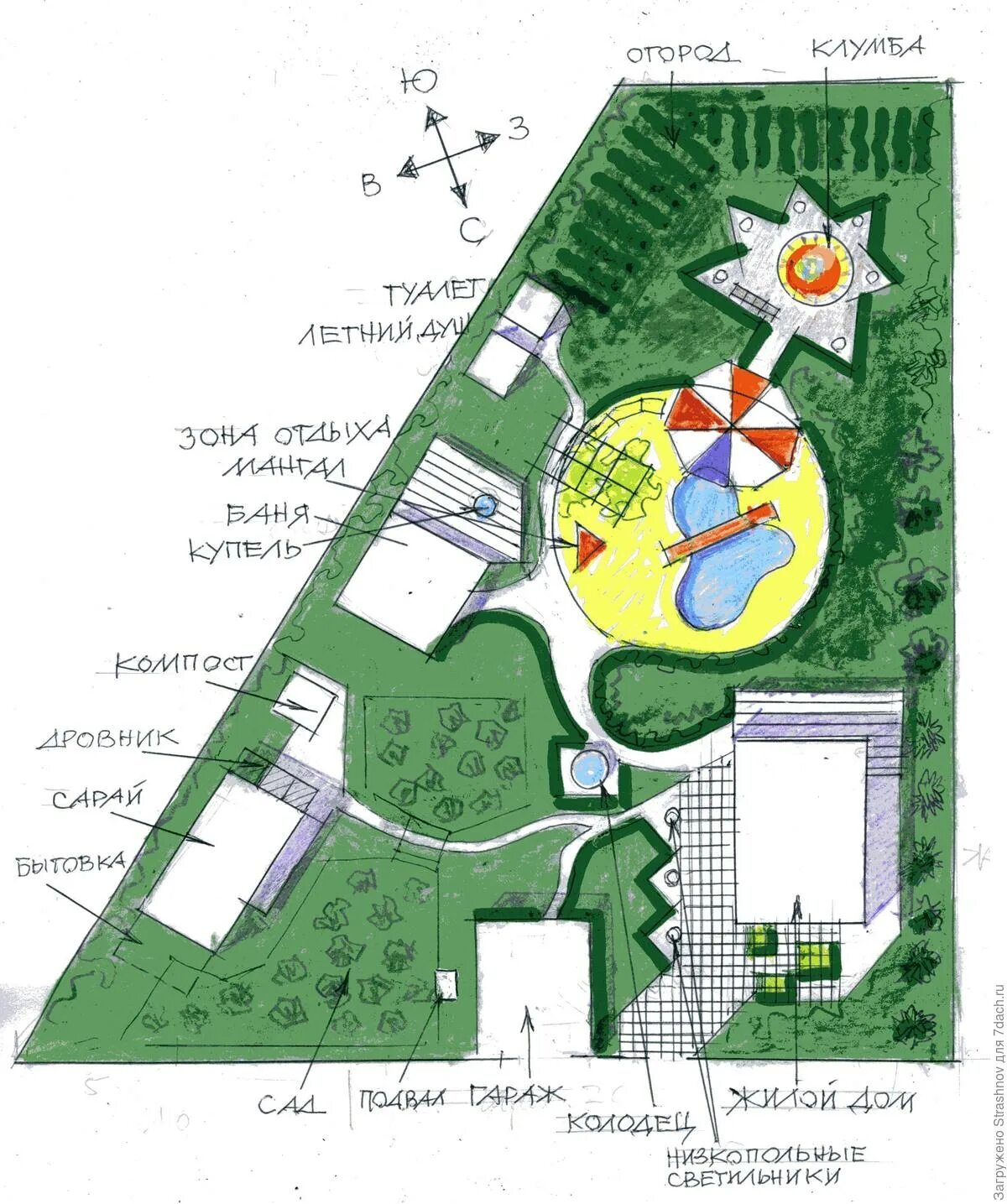Участок трапеция планировка. Планировка участка трапециевидной формы 10 соток. Планировка трапециевидного участка 12 соток. Генплан загородного дома. Участок треугольной формы планировка.