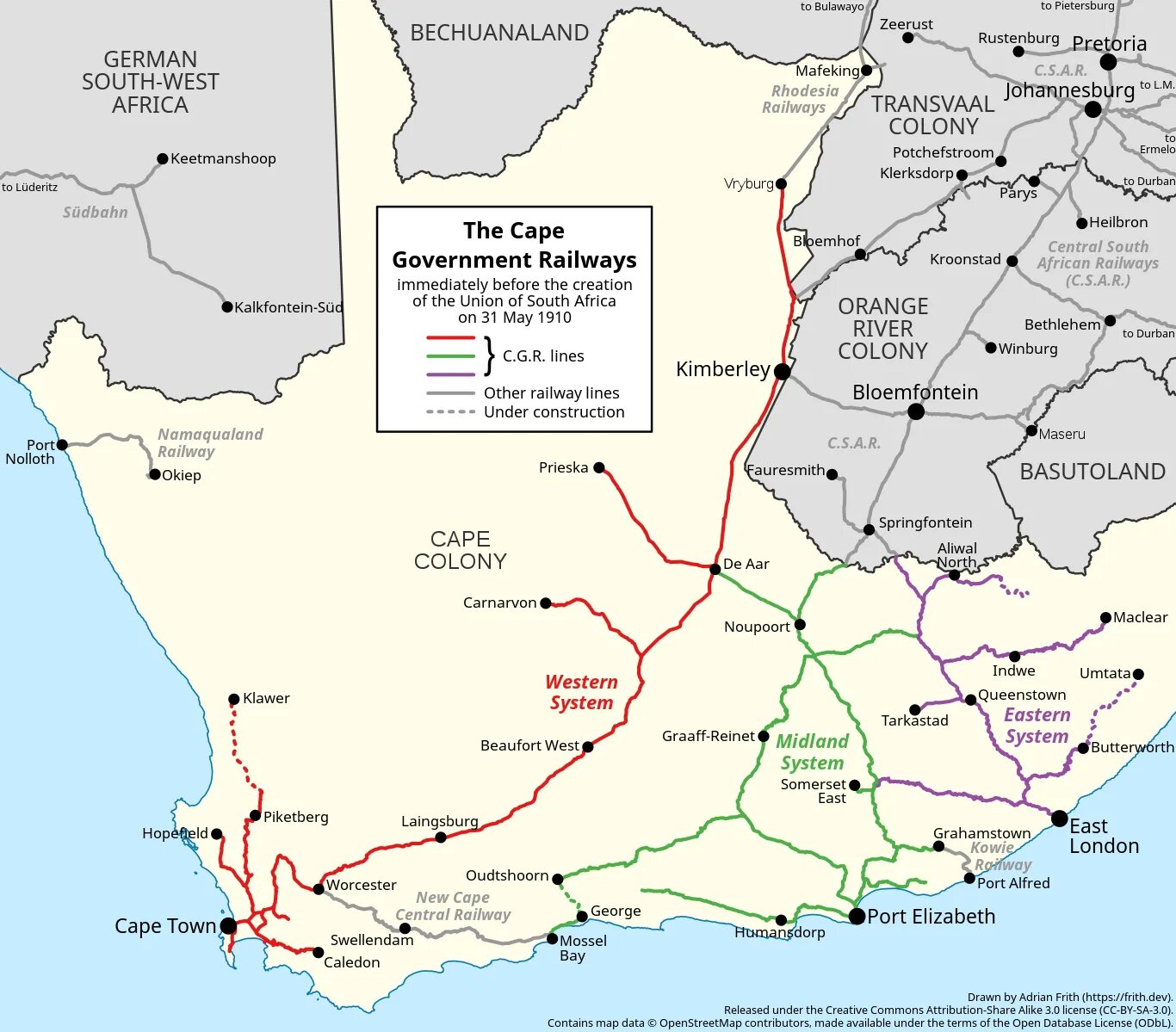 Open railway map. Хиджазская железная дорога карта. cape town railway map. african railways 1910 map.