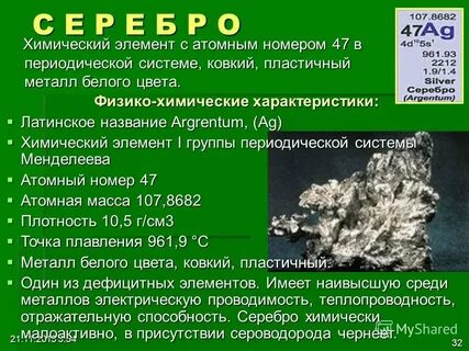 Описание серебряного