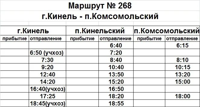 Время отправления 16 маршрута. Расписание автобусов 268 Кинель комсомолец. 268 Маршрут Кинель Комсомольский. Расписание автобуса 268 Кинель Комсомольский. Расписание автобуса Кинель комсомолец.