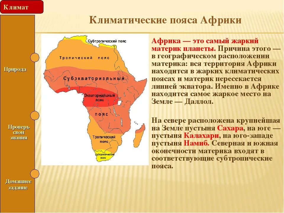 Особенности географического положения центральной африки. Климатические пояса Северной Африки 7 класс география. Климат в Южной Африке 7 класс география. Самый теплый климатический пояс Африки. Климат материка Африка таблица.