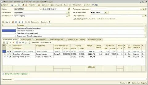 Начисленная заработная плата сотрудника это