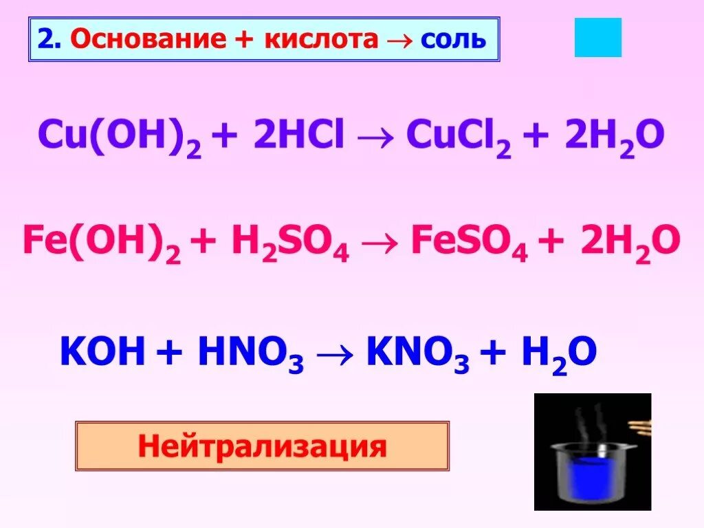 Соль плюс кислота. Cu Oh 2 2hcl. Hno3 кислота + основание = соль + вода. Cu(Oh)2+2hcl=h2so4. HCL + основание - соль + h2o.