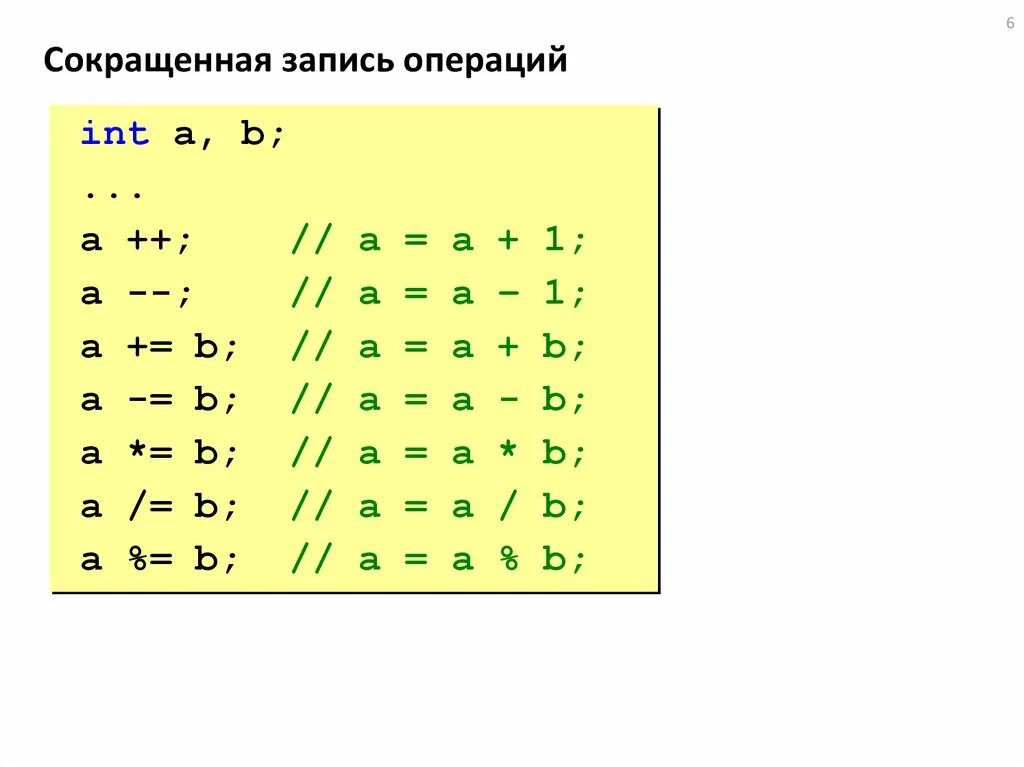 Сократить запись: !(a<b)&&!(b<a). Сокращенная запись посадки. Запишите сокращенно а=a//b. При любом x сокращенная запись. Операция int