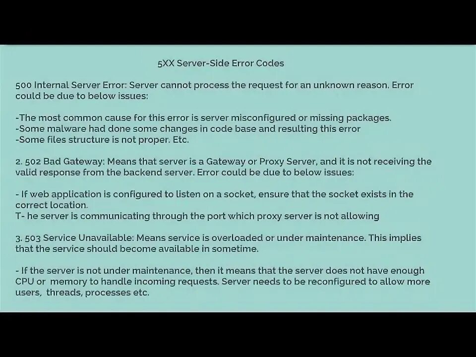 Server side error. 5xx server error.