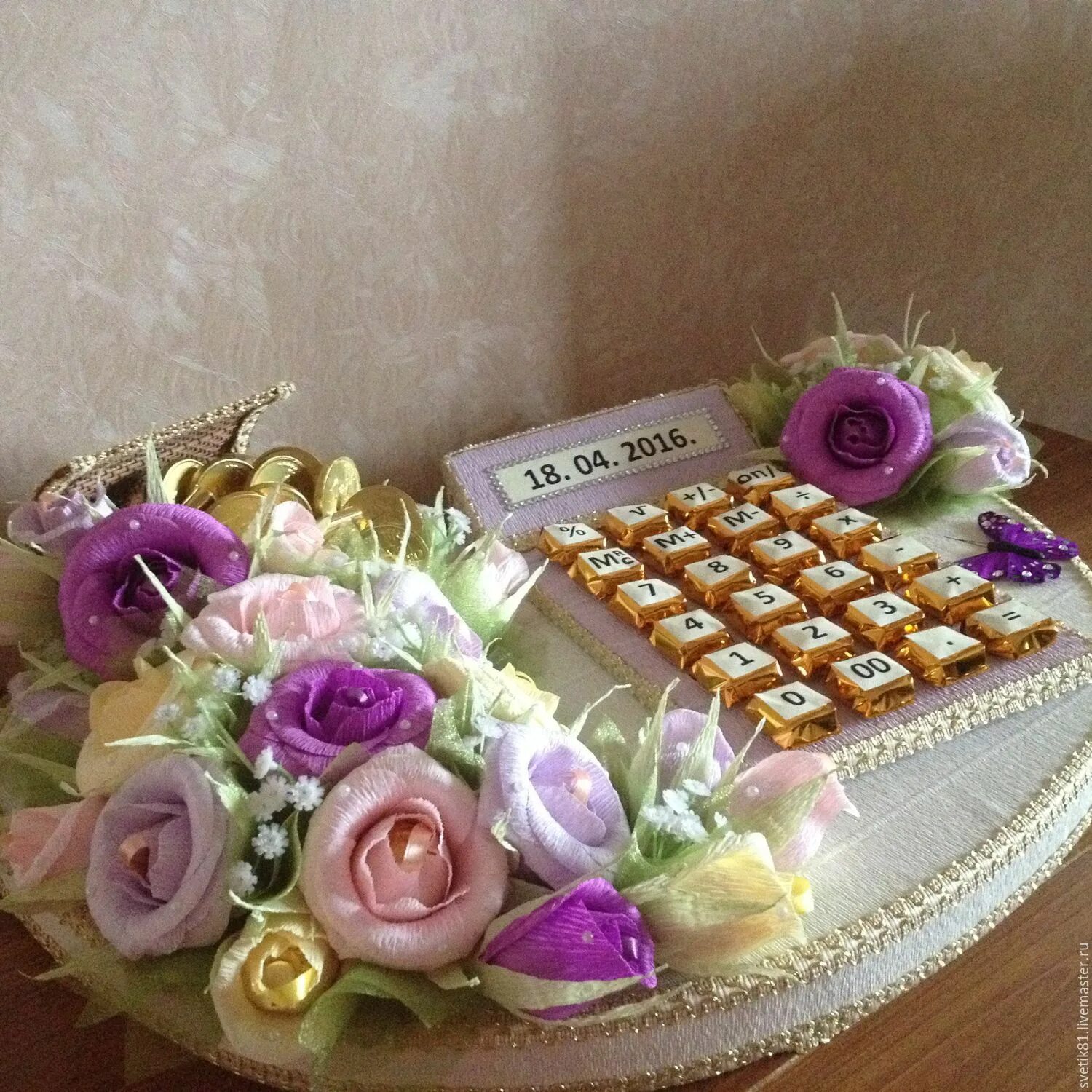 подарок на юбилей женщине. необычные подарки. поделки из конфет. оригинальный подарок женщине на юбилей своими руками. оригинальные подарки на день рождения.