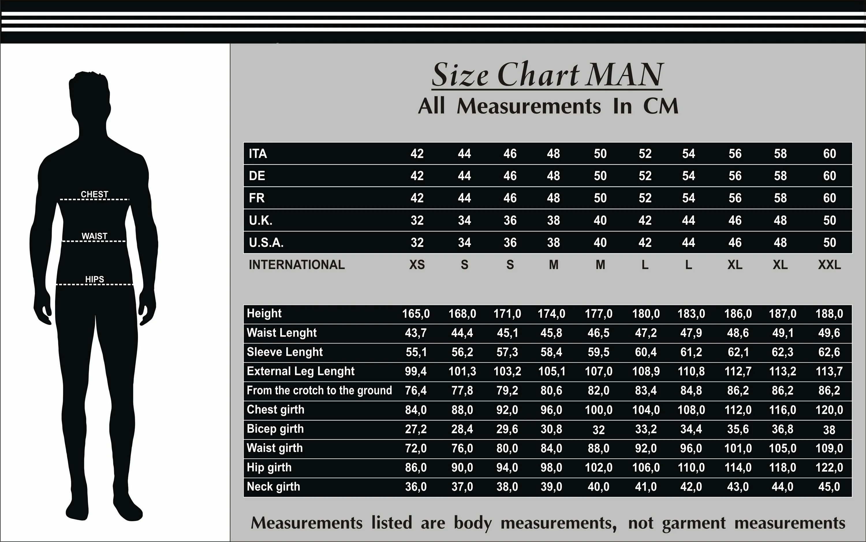 Man size. Waist size men. waist girth. hip girth. everlast size guide mens.