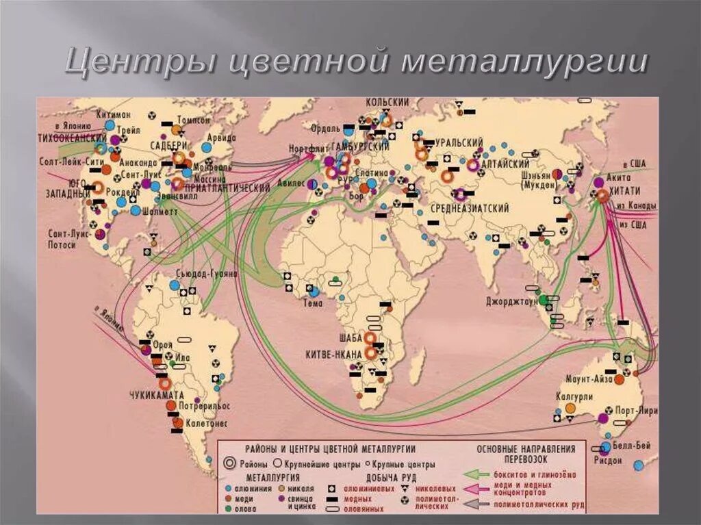 Крупнейшие центры цветной металлургии в России на карте. Центры цветной металлургии в России на карте контурной.