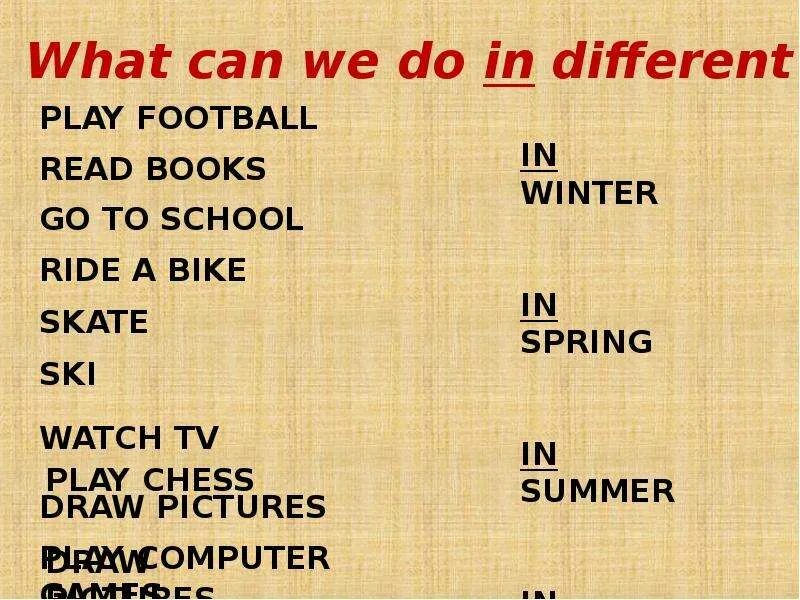 What can i do we can. What can we do. What can we do in Spring. What can i do in Spring. What can we do in different Seasons.