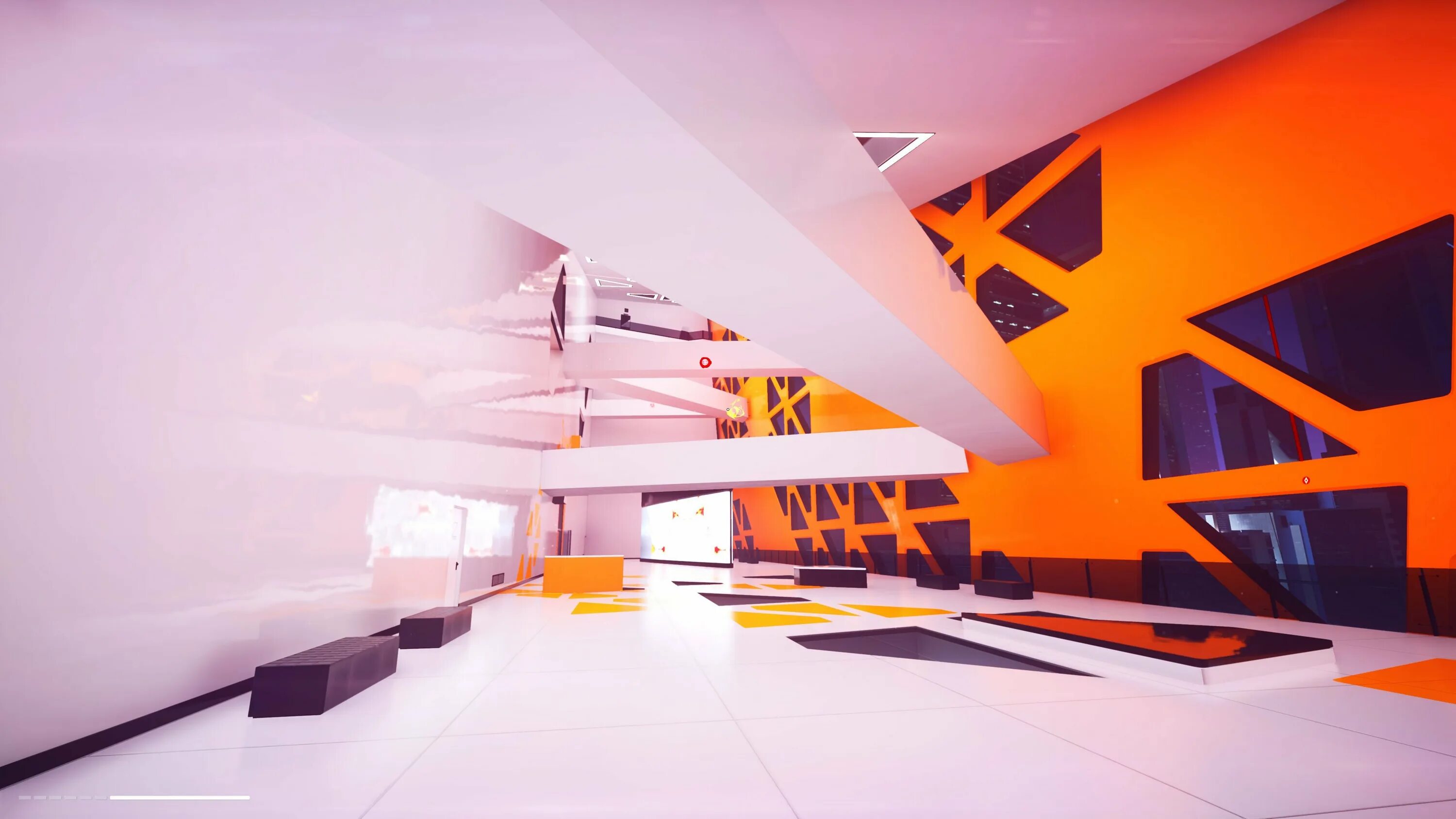Рабочие пространства edge. Mirrors edge catalyst интерьеры. mirrors edge интерьеры. mirrors edge catalyst interior. оранжевый минимализм.