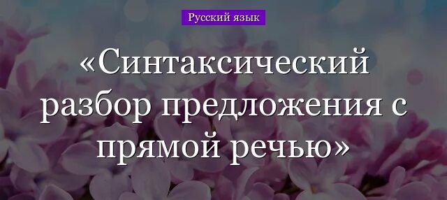 Синтаксический разбор предложения с прямой речью - примеры (5 класс, русский язы