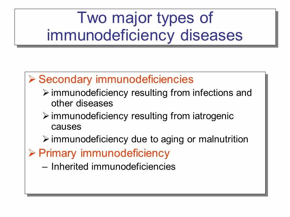 Secondary Immunodeficiency. Causes Primary Immunodeficiency. Classification Immunodeficiency. Major causes of Immunodeficiency..