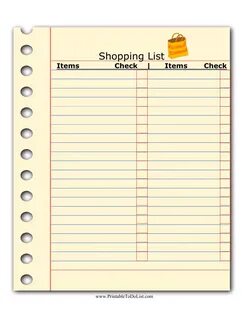 My shopping list