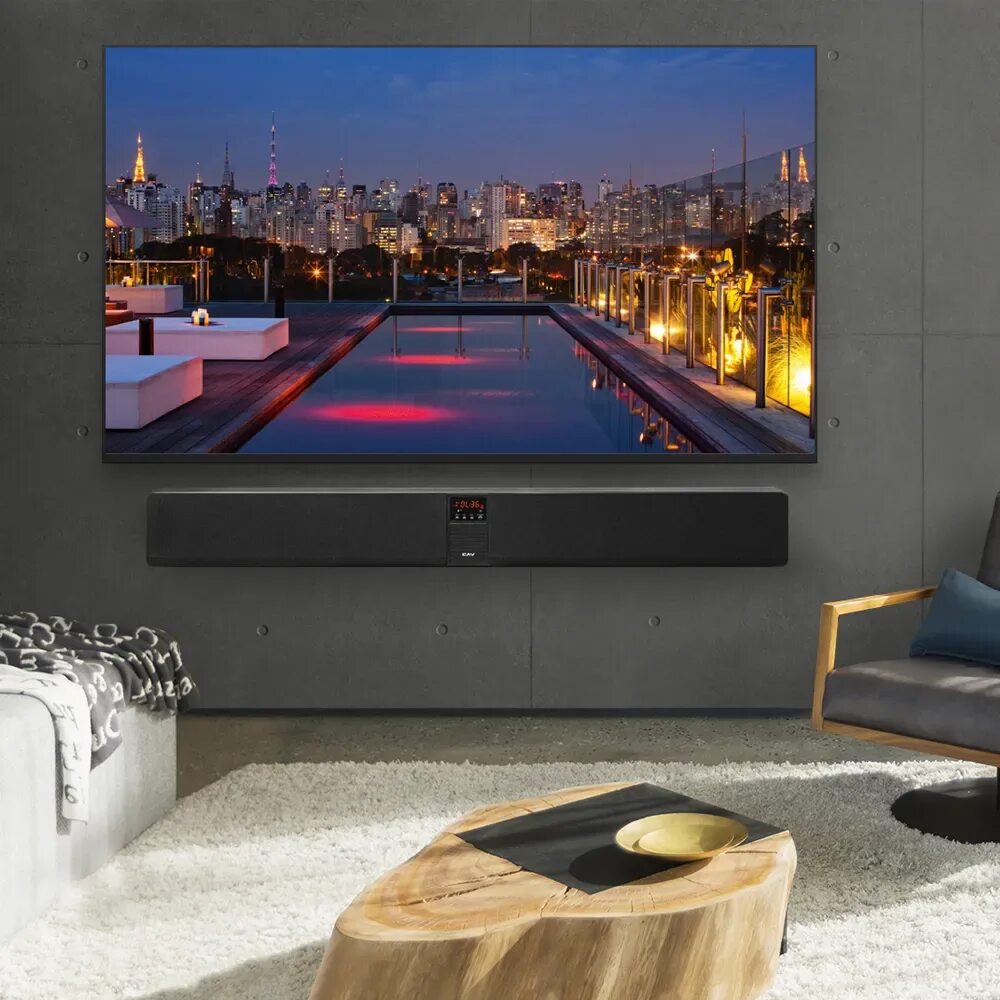 Домашний кинотеатр саундбар филипс. Телевизор 32 дюйма в комнате. Филипс hts7140/51 саундбар. Саундбар klipsch bar 48. Саундбар samsung hw-t530.