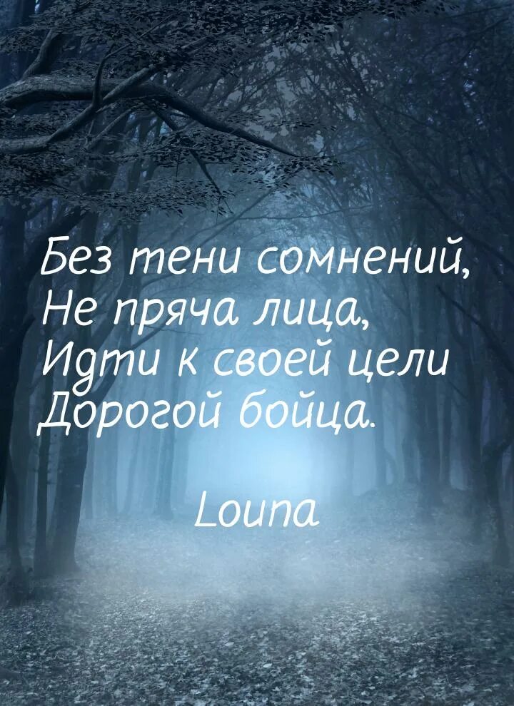 Без тени сомнения. Без тени сомнений не пряча лица идти к своей цели дорогой бойца. Дорога бойца. Дорога бойца мысли.