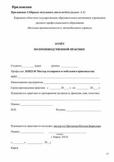 Титульный лист практика образец