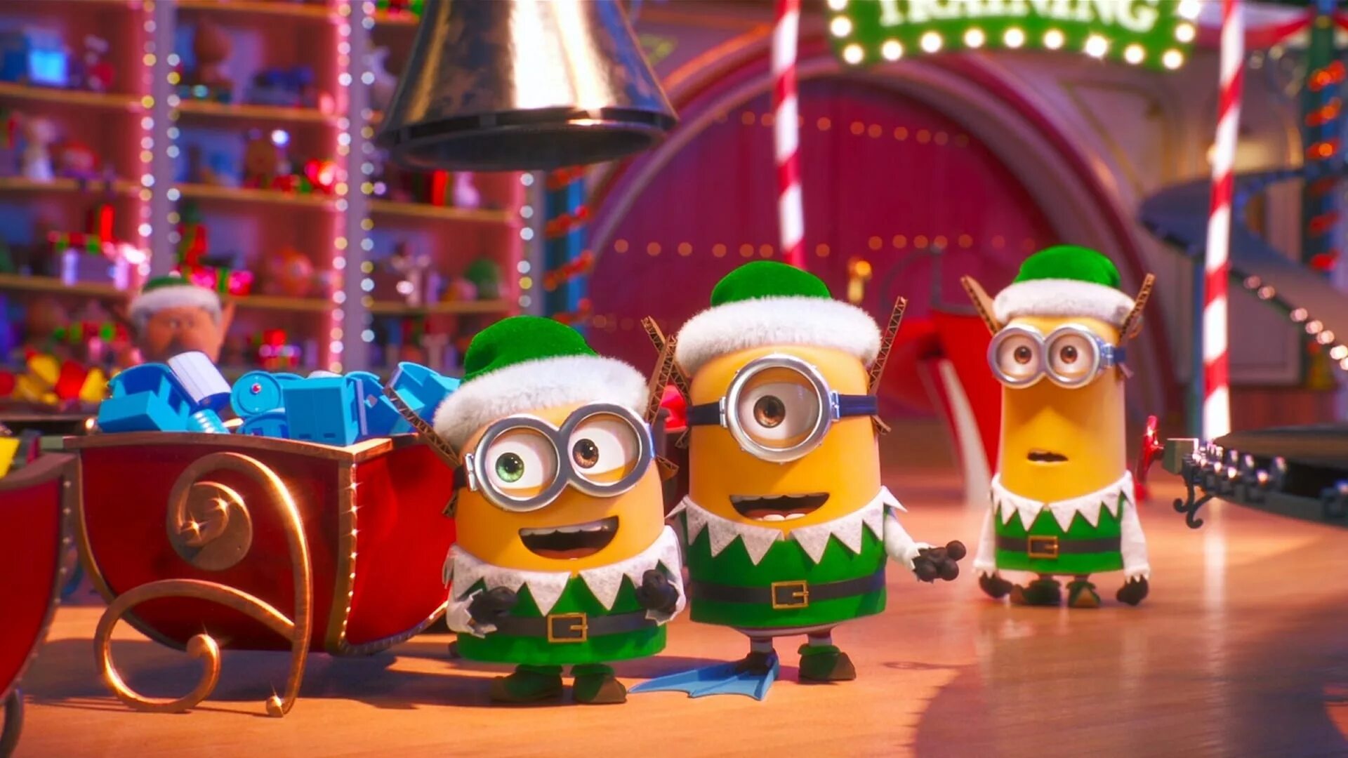 Minions holiday special. Миньоны помощники Санты. Миньоны маленькие помощники Санты. Миньоны новый год. Миньоны Рождество.