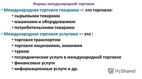 Формы международной торговли