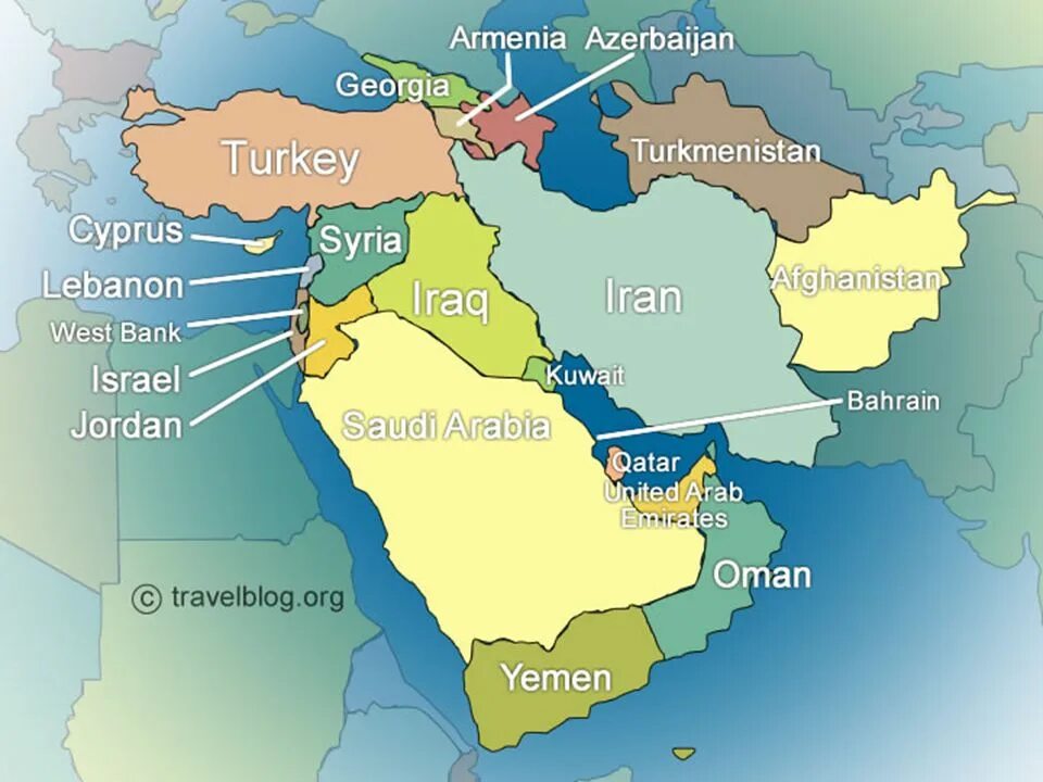 Карта ближнего Востока. Ближний и средний Восток на карте. Государства ближнего Востока на карте. Государства среднего Востока.