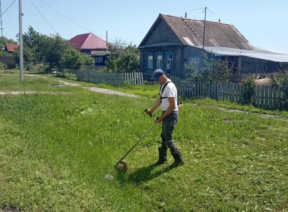 Проверить сельскую территорию. Покос травы. Косить траву. Косить траву в деревне. Обкос территории.