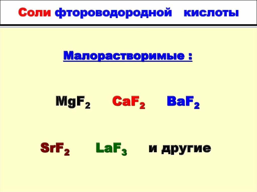 Соли фтороводородной кислоты. Пример соли фтороводородной кислоты. Название соли фтороводородной кислоты. Кислые соли фтороводородной кислоты.