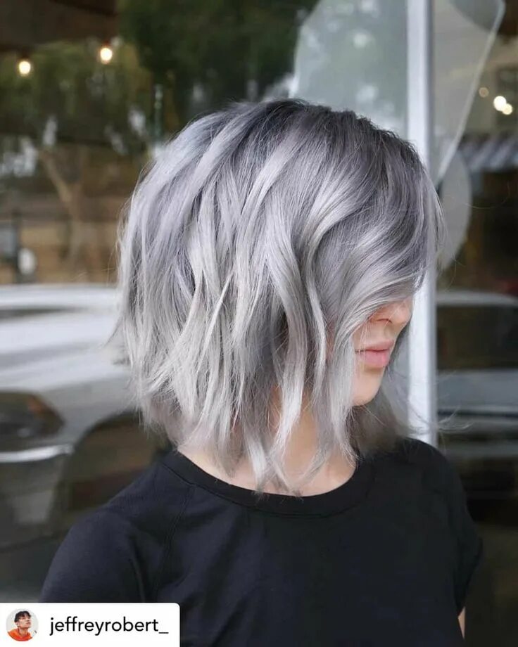 44 Pretty Grey Hairstyle Ideas For Women Short thin hair, Thin fine hair, Medium