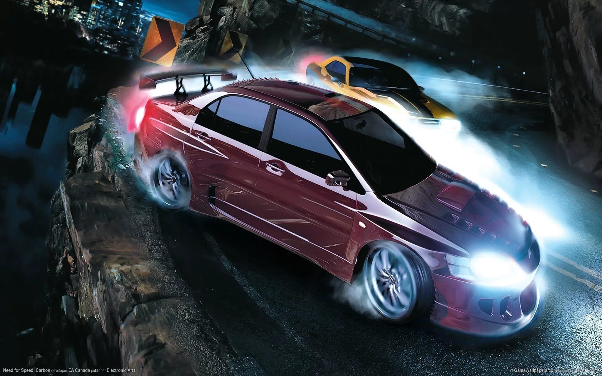 Ночные машины игра. NFS Carbon Mitsubishi Lancer. Нид фор СПИД карбон 2. Need for Speed карбон. Need for Speed Carbon машины.