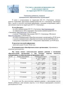 Актированный день при какой температуре