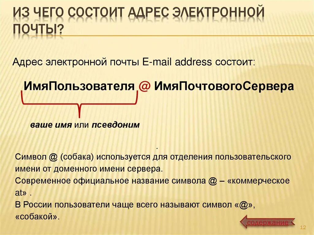 Почтовый адрес интернета