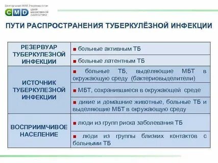 Распространение туберкулезной инфекции