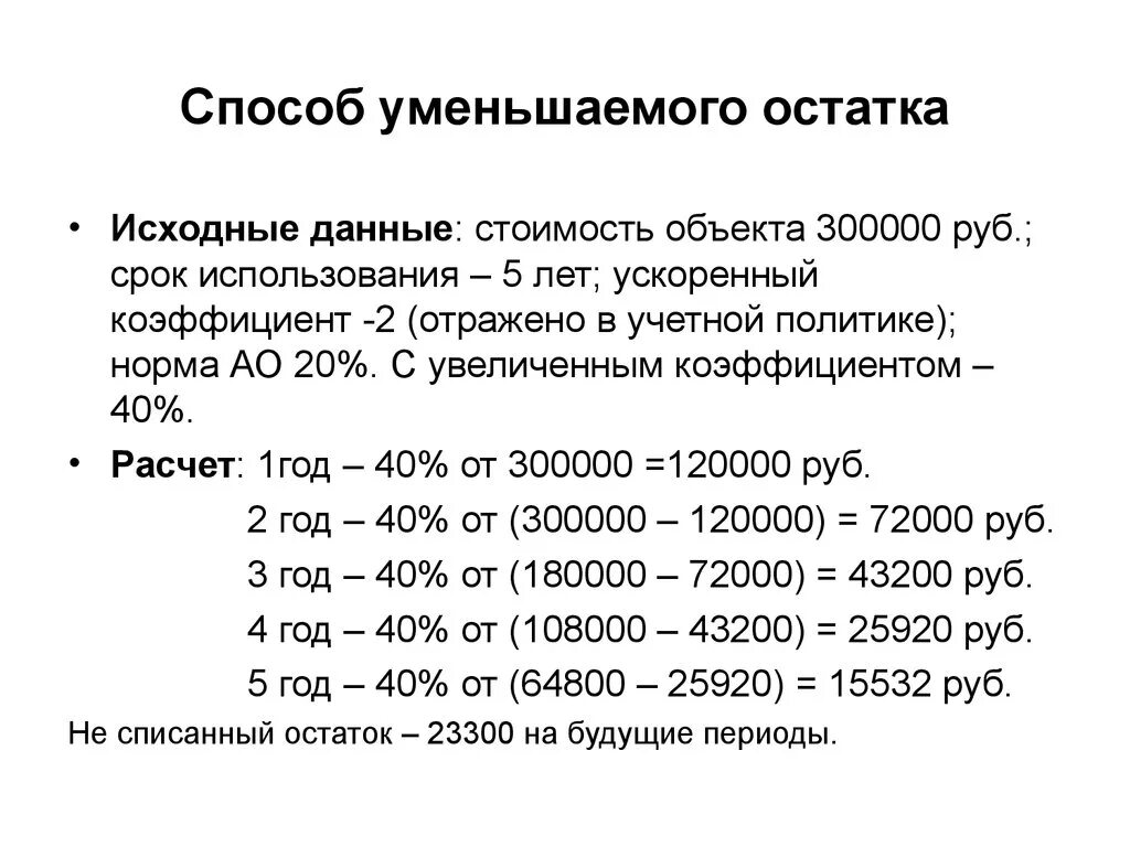 Способ расчёта амортизации способом уменьшаемого остатка. Метод уменьшенного остатка начисления амортизации формула. Метод уменьшающегося остатка начисления амортизации пример. Расчет износа методом уменьшающего остатка. Повышенный коэффициент амортизации