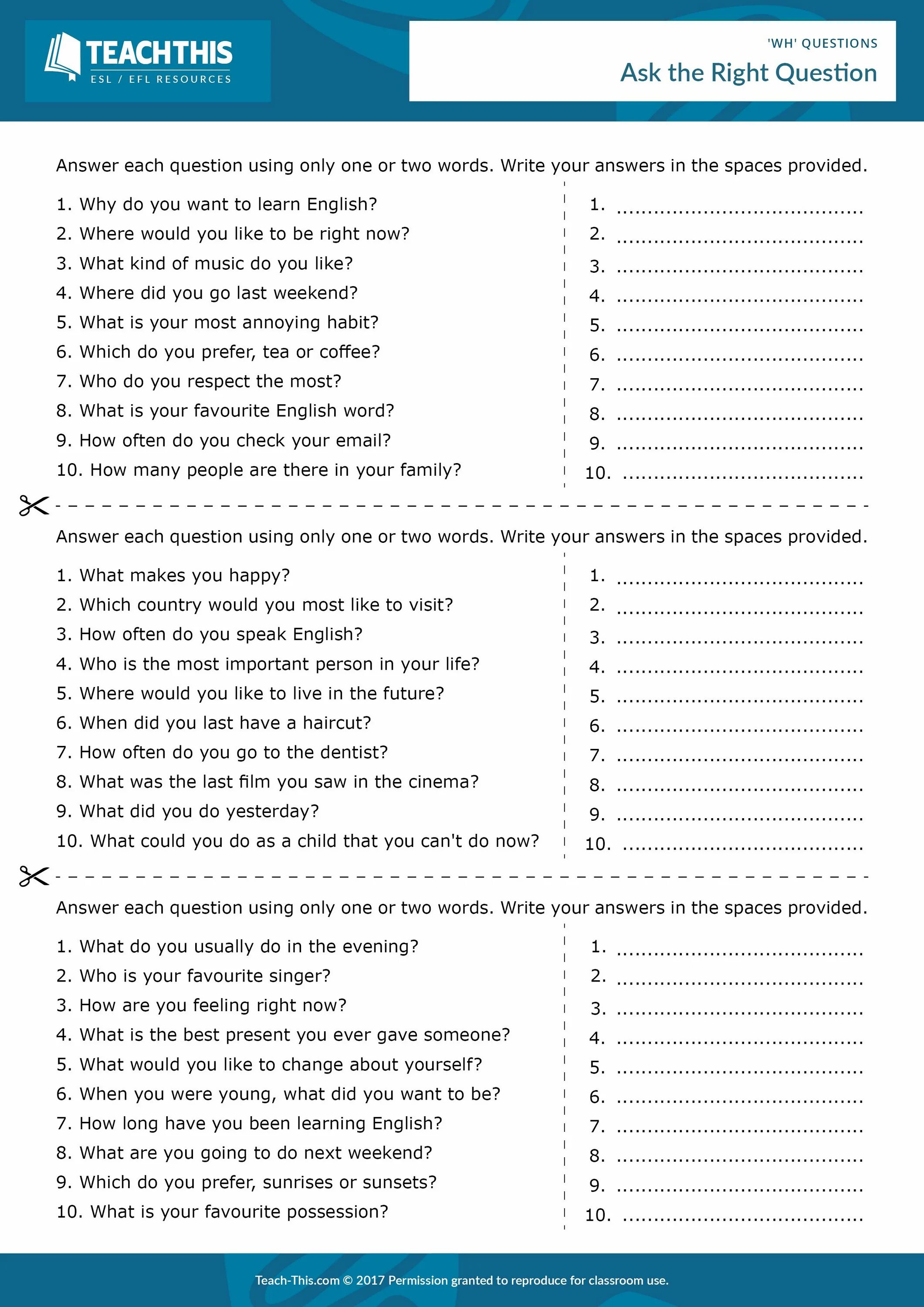 Asking questions activities