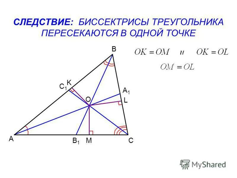 Биссектрисы пересекаются в одной точке доказательство. Точка пересечения биссектрис. Биссектриса треугольника. Свойство биссектрисы угла треугольника. Биссектрисы треугольника пересекаются в одной.