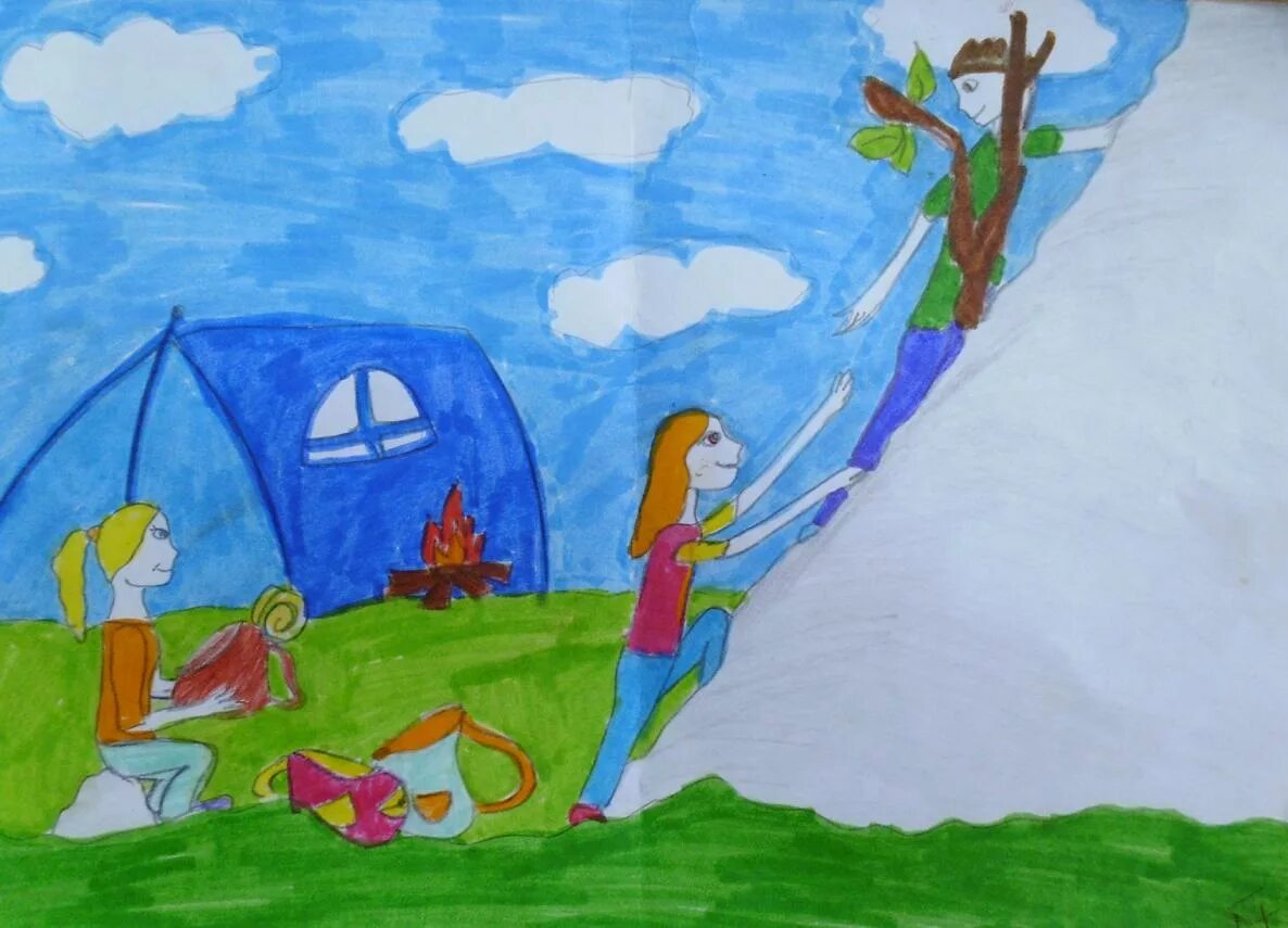 велоспорт глазами детей. рисунок на тему туризм.