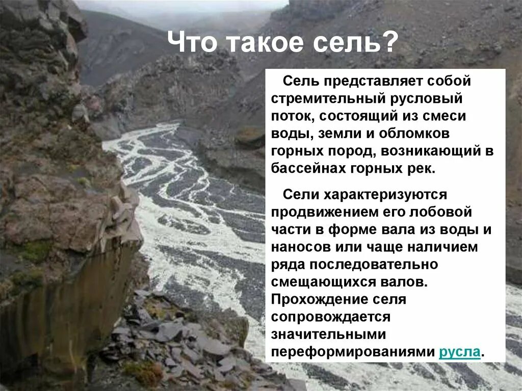 Сели это. Сели презентация. Сель книга. Сель представляет собой. Стремительный русловой поток состоящий из смеси воды земли.