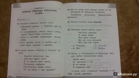 Контрольная работа 2 класс осень литература