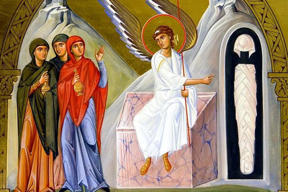 Жен мироносец. Жены мироносицы у гроба господня. воскресение христово жены мироносицы. икона жены мироносицы у гроба господня.