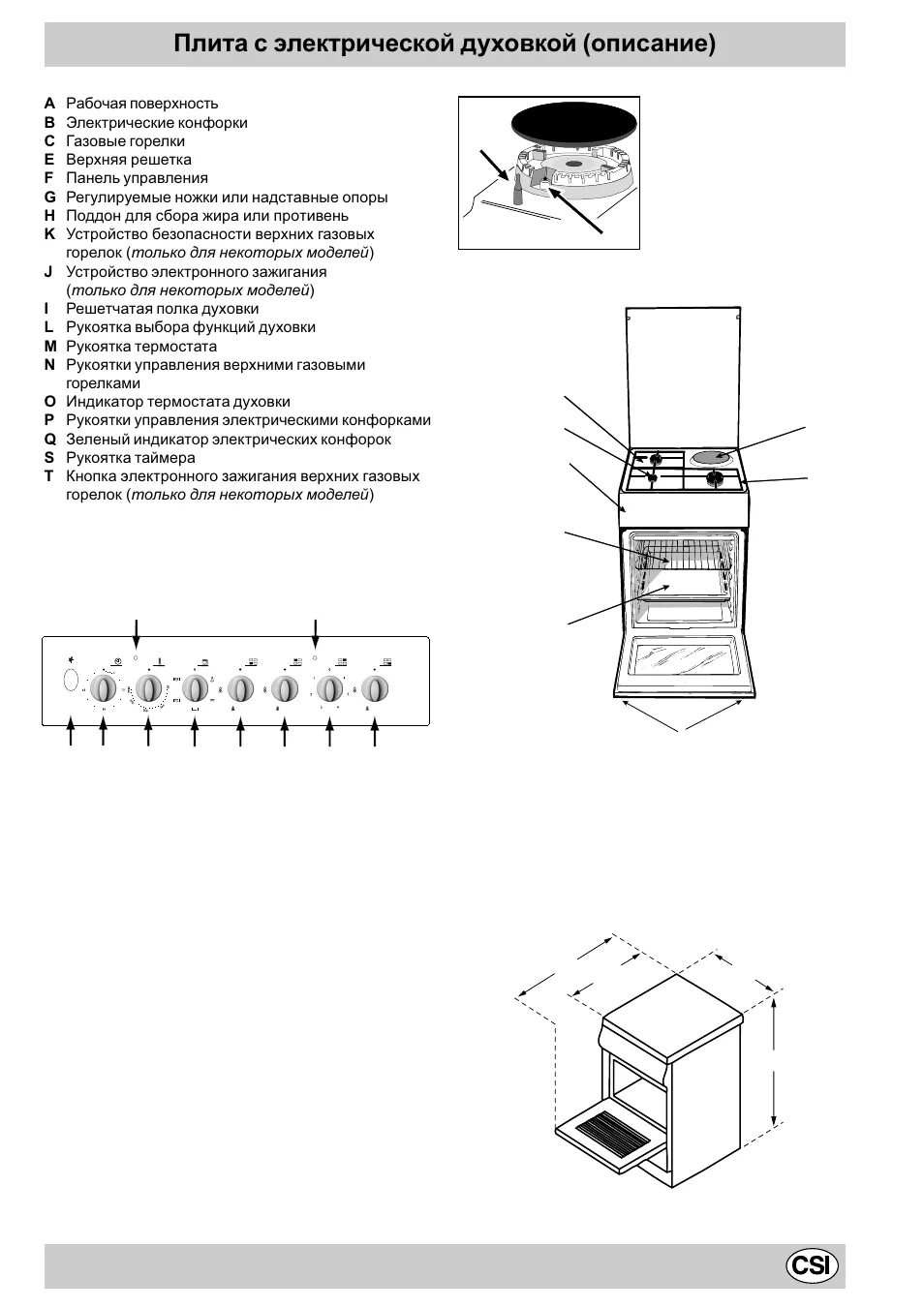 Плита с электрической духовкой (описание) Инструкция по эксплуатации Indesit K1M