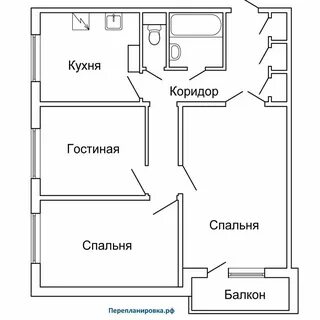 Площадь трех комнат и кухни 108