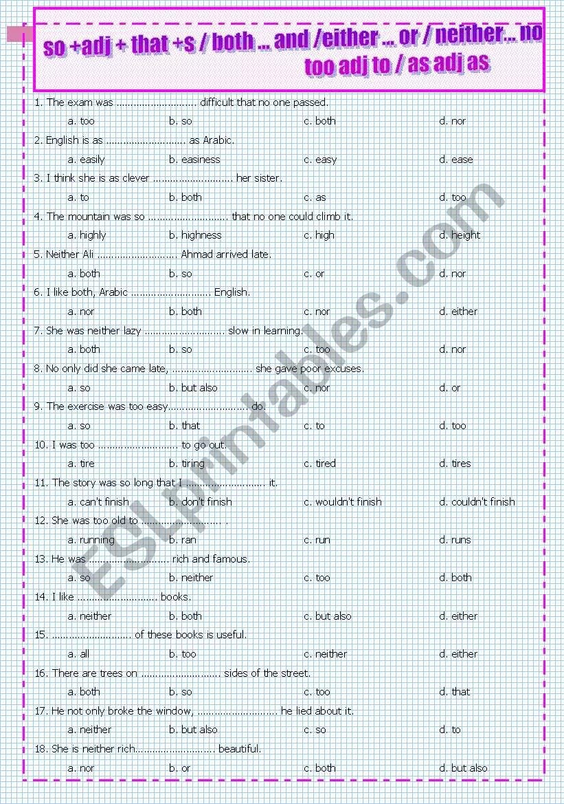 Союзы neither … Nor, either … Or, both … And упражнение. So neither Auxiliaries правило. Too also either упражнения. Both either neither Test pdf.