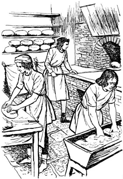 В риме умевший печь хлеб раб. Пекарня в средние века. Пекарь в средние века. Ремесленное производство. Пекарни в древности.