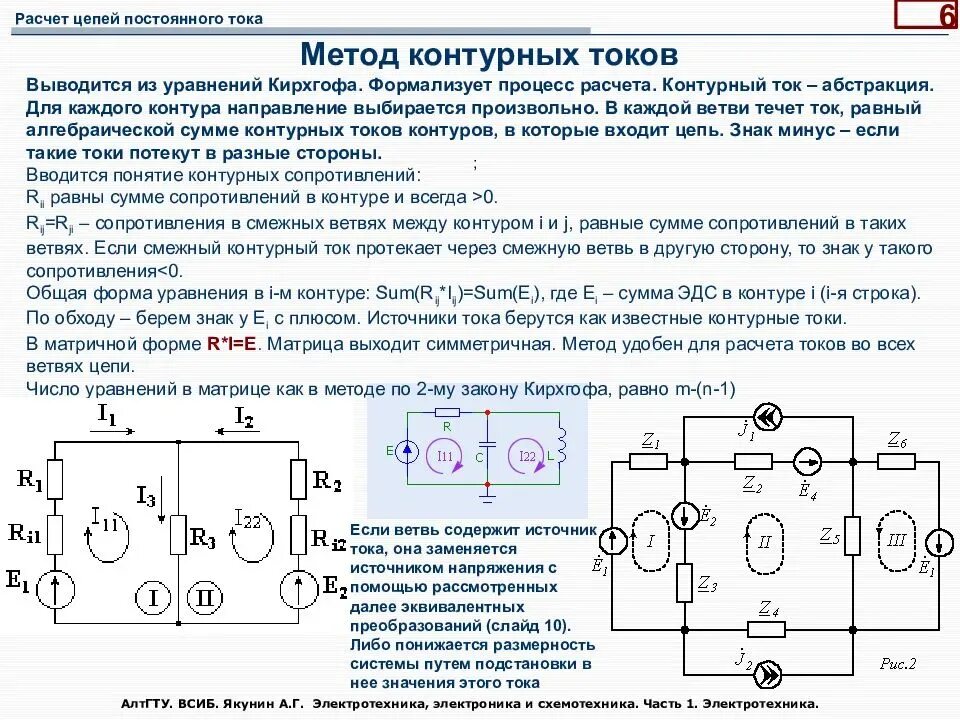 Путь постоянного тока. Метод контурных токов 2 эдс. метод контурных токов алгоритм. метод контурных токов для цепей переменного тока. метод контурных токов с 2 источниками питания.