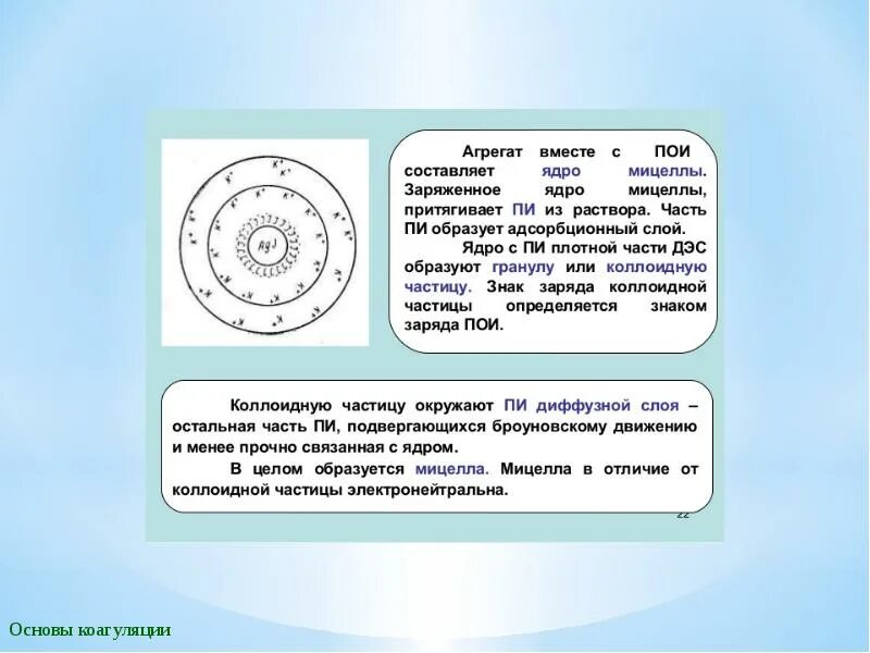 Заряд коллоидных частиц. Знак заряда гранулы мицеллы. Адсорбционный слой мицеллы. Агрегат мицеллы. Коагуляция мицеллы.